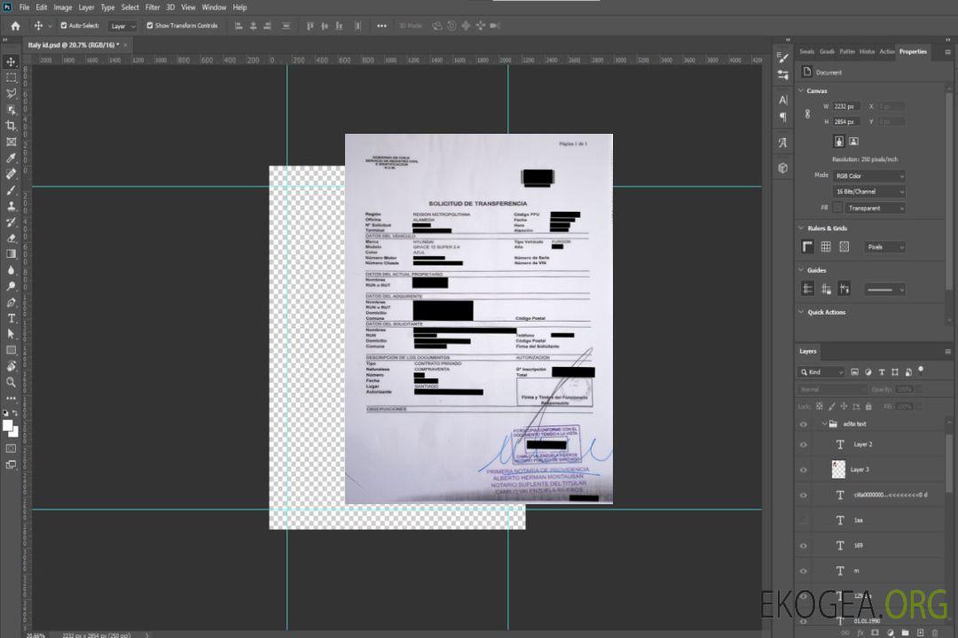 Certificat d'immatriculation du véhicule au Chili template